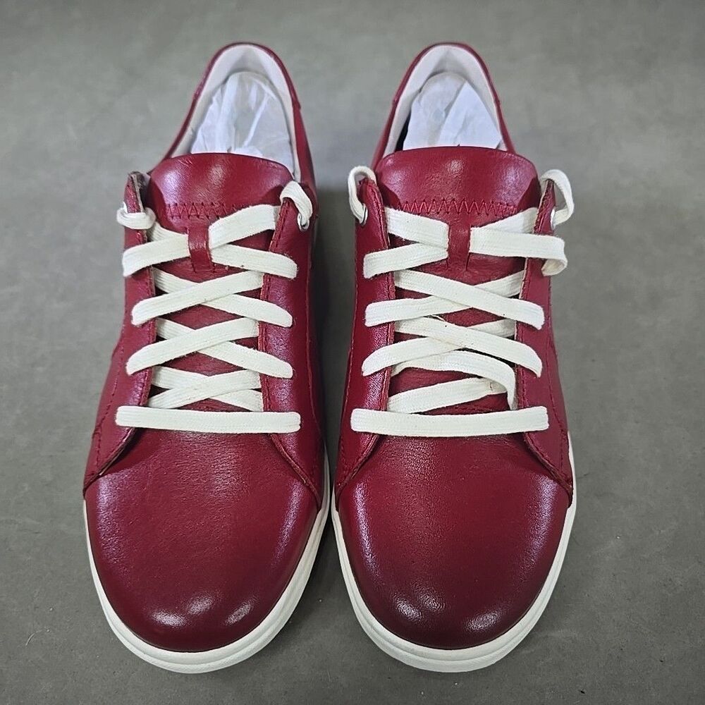 Josef Seibel Caren 01 Red Leather Sneakers Casual Shoes Sz 38 US 7.5 NIB - Picture 2 of 10